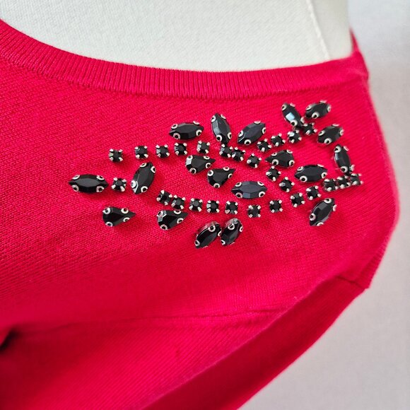 NWoT Chico's Jewelry Embellished Sweater Christmas Holiday Party Red - Picture 4 of 14